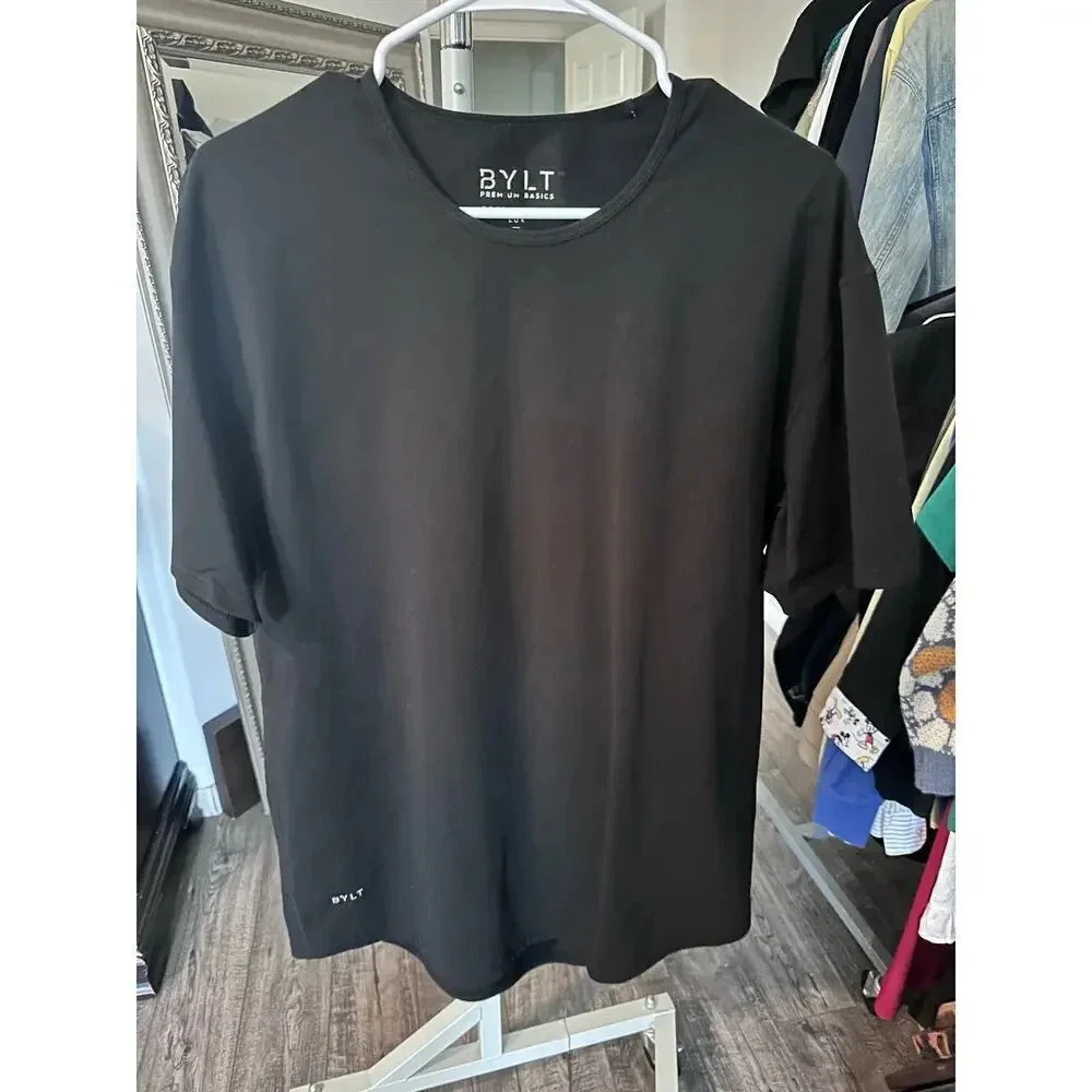 BYLT Men's Black Premium Basics Drop Cut S/S SLIM Performance T-Shirt Size XL